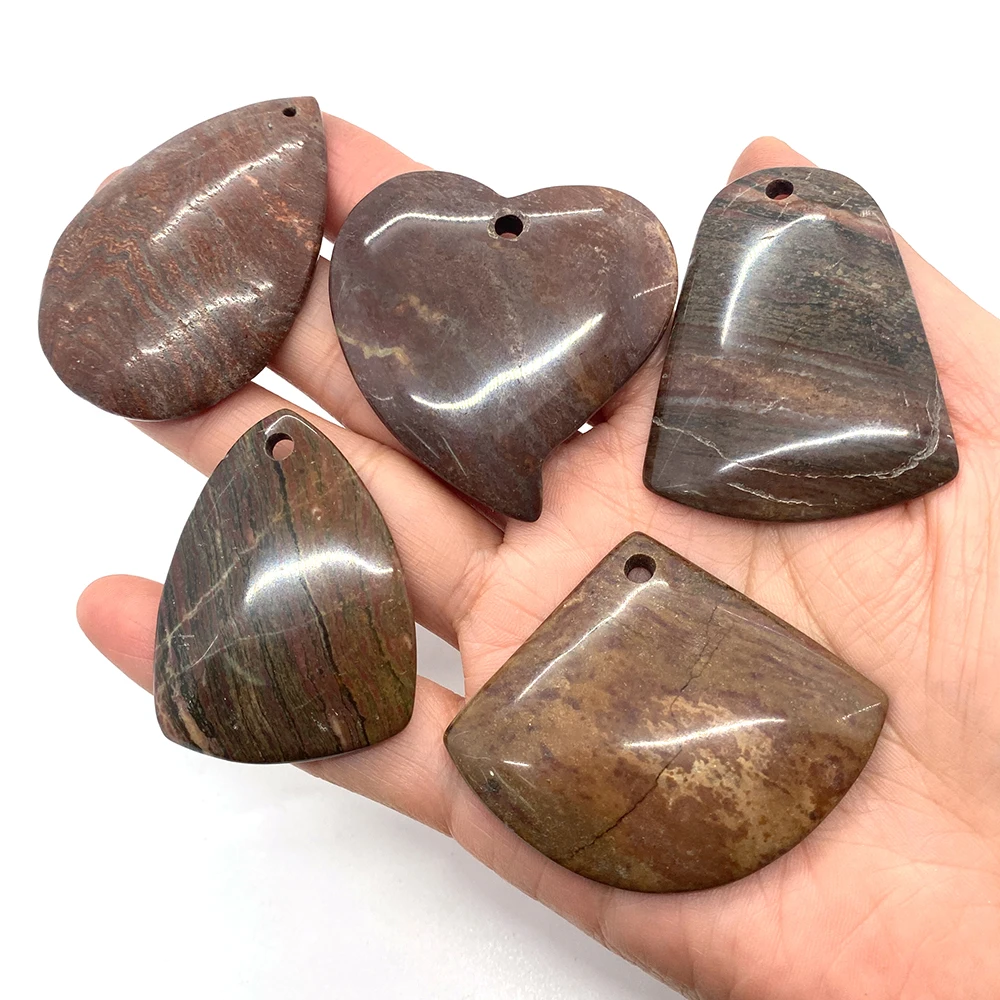 

5pcs Natural Stone Onyx Jewelry Pendant Necklace Brown Red Stone Boutique Fashion Necklace DIY Charm Jewelry Making Accessories