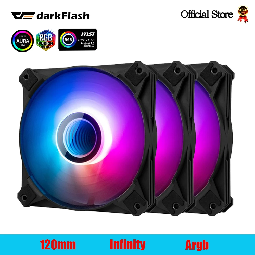 darkFlash Computer PC Case fans 120mm rgb fan 4pin PWM argb Cooling fan 3pin 5v aurora effect colorful choice 12cm ventilador