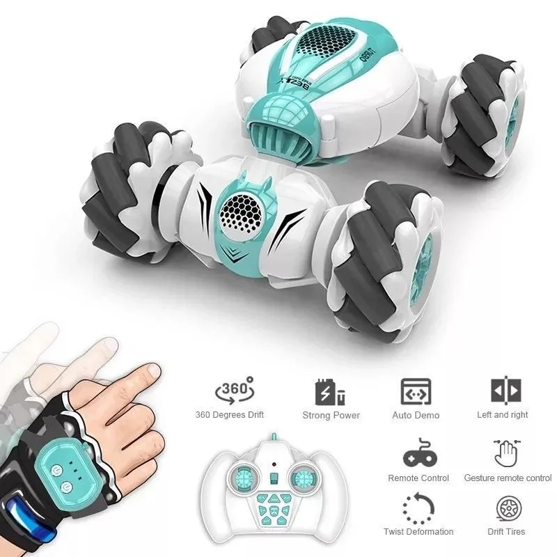 

2022 New S-012 RC Stunt Car 2.4GHz 4WD Dual Remote Control Watch Gesture Sensor Drift Off-Road Twisting Dancing Cars Vehicle Toy