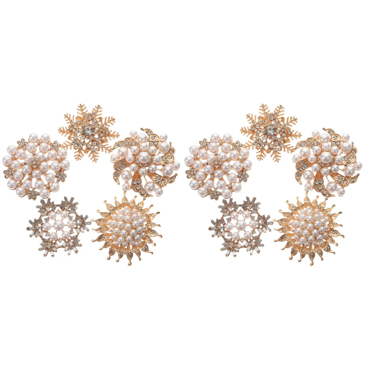 

10 Pcs Wedding Items Diamond Buckle Alloy Charms DIY Hairpins Party Clips Accessories 5X5cm Pearl Shaped Golden Bride
