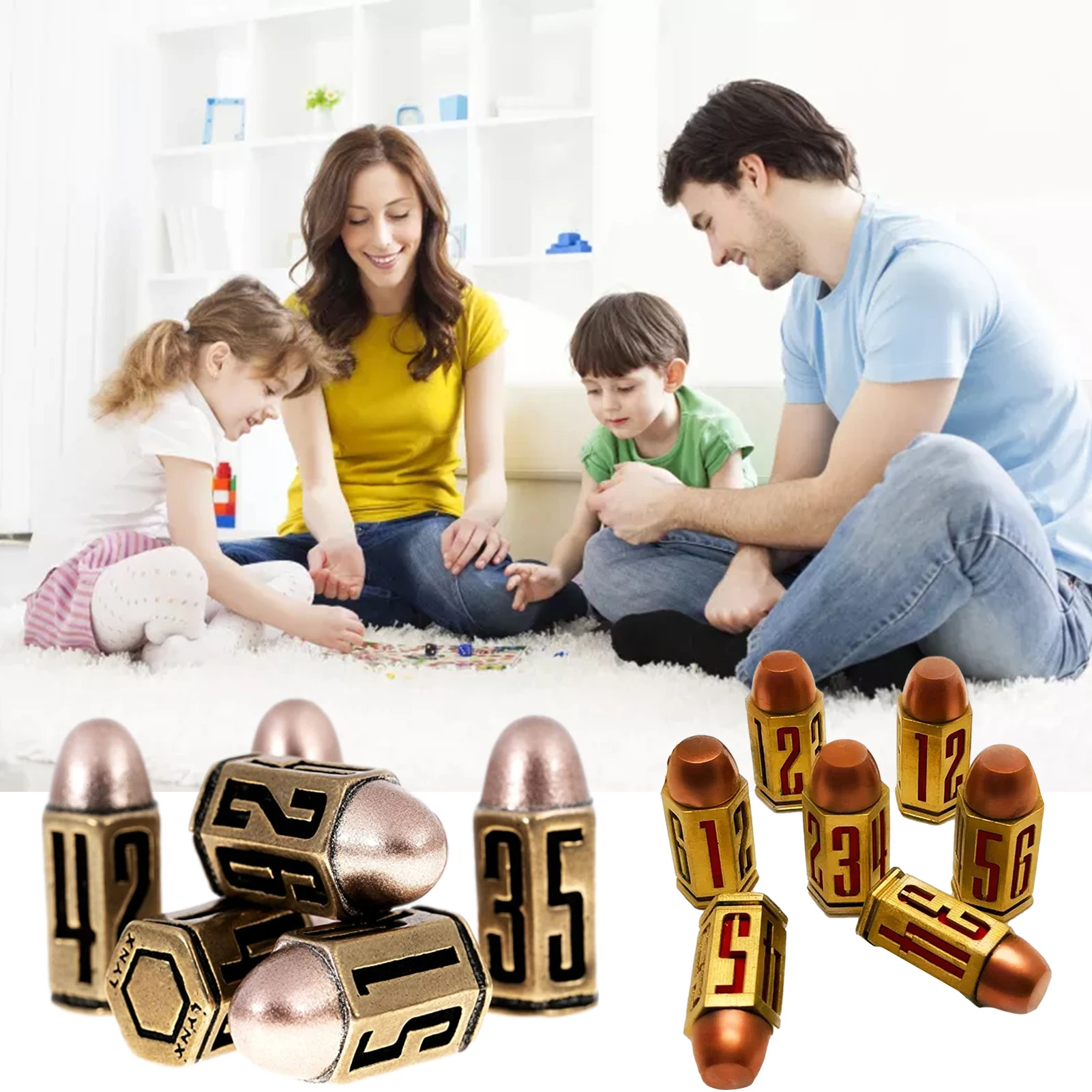 

New Style 3D Resin Bullet Dice Set Handicraft Ornaments Creative Crafts D6 Metal Dice Gaming Tools For Home, Barbecue, Party