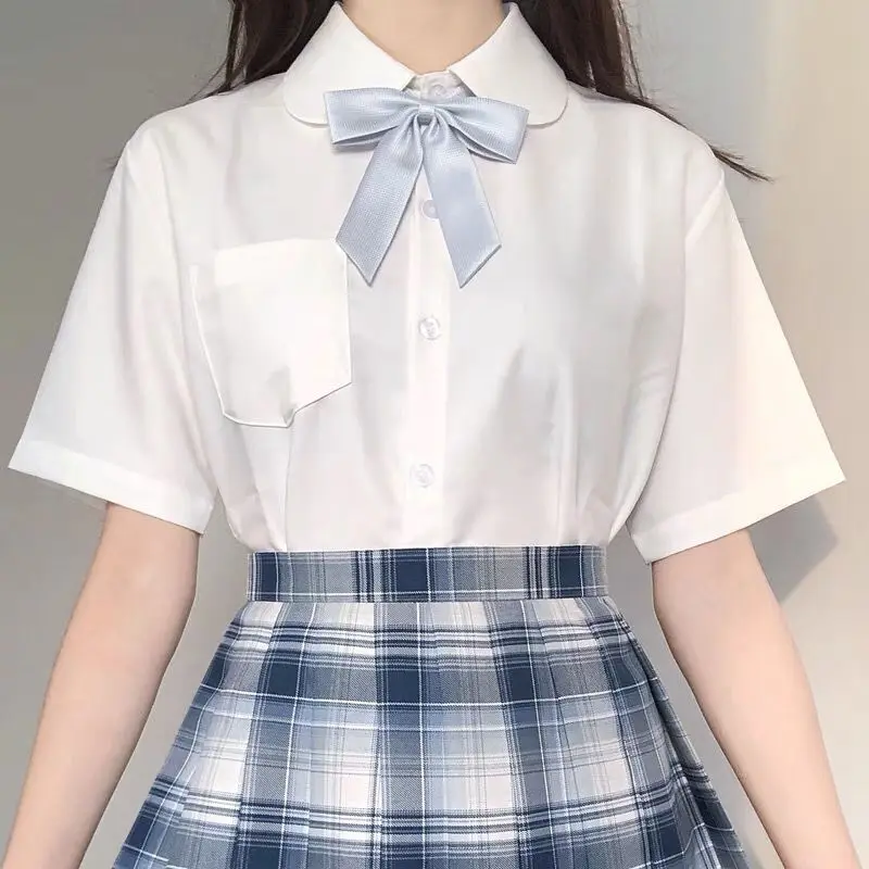 

White Shirts Women Japanese Style Preppy Students BF Simple Solid Loose Summer Top Daily Streetwear