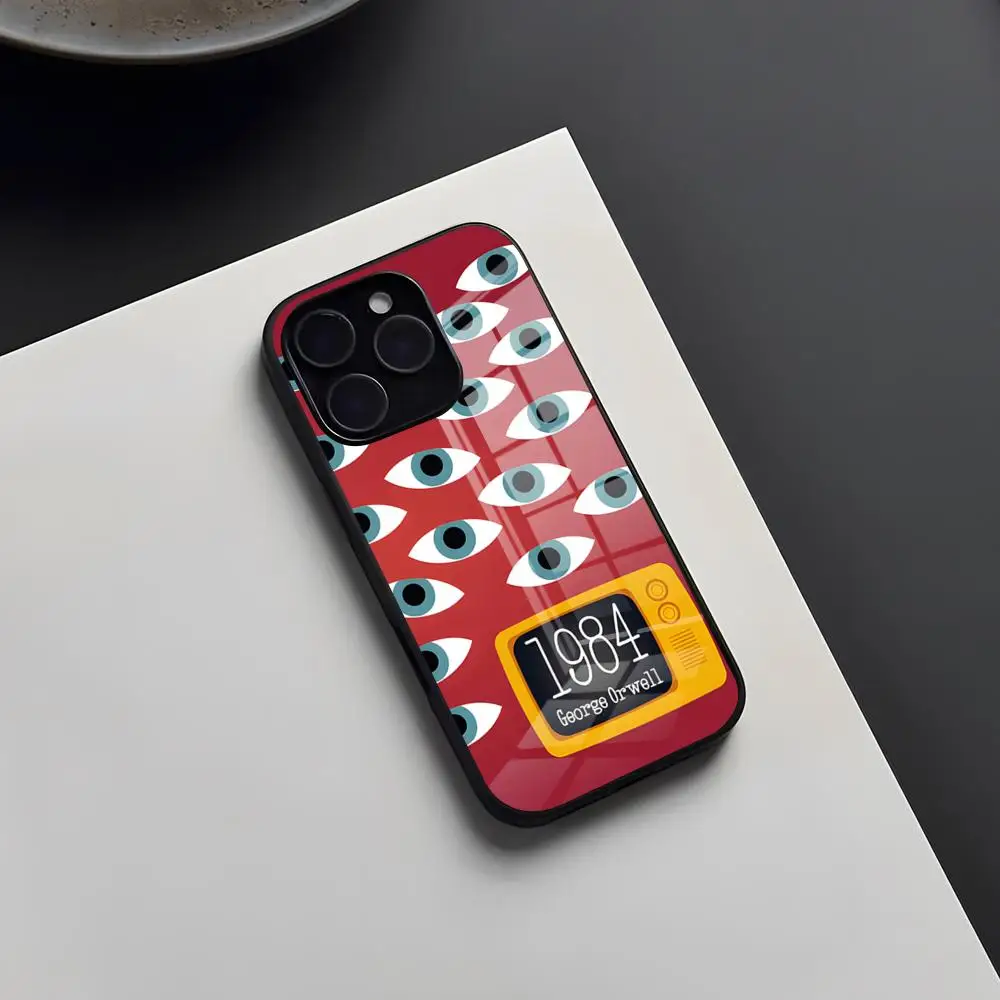 Фото Чехол для телефона Джордж Оруэлл 1984 года для iPhone 17 Pro Max 16 15 14 Pro Max 13 11 X Xs Xr 8 7Plus, стеклянная крышка №4