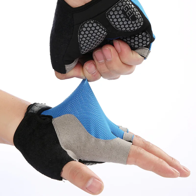 

One Pair Cycling Half-Finger Gloves Anti Slip Outdoor Sport Sun Protection Cycling Gloves Mesh Fabric Sport Bicycle Accessories
