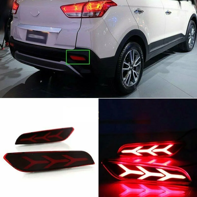 2PCS Red LED Rear Bumper Tail Brake Light for Hyundai IX25 Creta 2017-2018 Fog Lamps Turn Signal Lights Brake Lamp Stop Lights