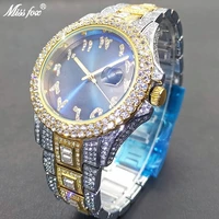 missfox watch for men business auto date waterproof male quartz reloj luxury iced out diamond stainless steel mens wristwatches