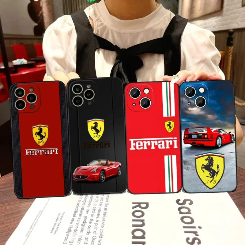 

Роскошный автомобильный чехол для телефона Ferrari, роскошный дизайн для Apple Iphone 14 Pro Max 12 Mini 11 13 Xr X Xs 6s 7 8 Plus, задняя крышка