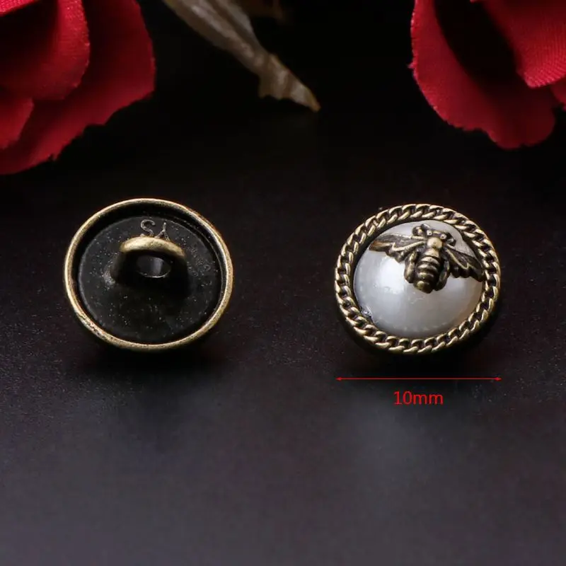 

10Pcs 10mm Faux Pearl Bee Buttons For Sewing Overcoat Wedding Crafts Scrapbooking Embellishment DIY