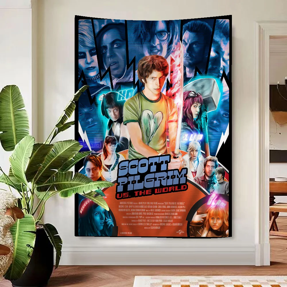 Vintage Movie Scott Pilgrim Vs. The World Cartoon Tapestry Art Science Fiction Room Home Decor