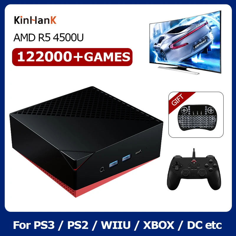 Супер консоль KINHANK X Chili AMD R5 4500U игровая 122000 + игр для PS3/PS2/WII/WIIU/DC 4K HD игровой хост |