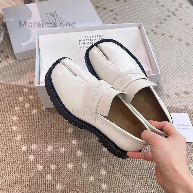 Мокасины таби черные кожаные туфли для женщин новинка дизайнерский стиль модная