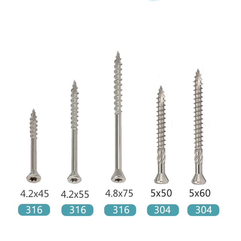 Винт звездообразного привода из нержавеющей стали 45/50/55/60/75 мм винты по дереву 316