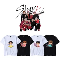 kpop new boys group stray kids cartoon fashion animation character print t shirt top summer creative casual couple shirt gift