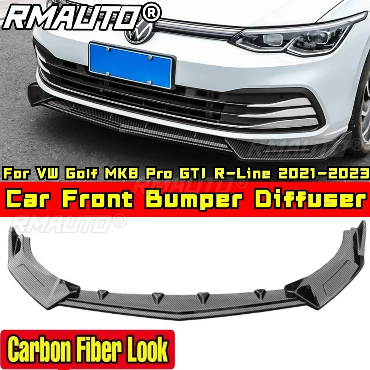 Для VW Golf MK8 Pro GTI R-Line 2021-2023 комплект кузова передний бампер губа из углеродного