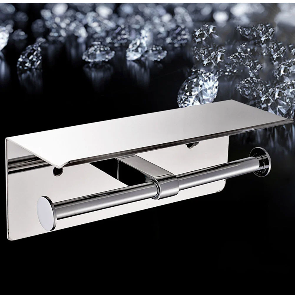 

1pc Paper Holder With Rack Paper Towel Dispenser Wall Mount Paper Towel Holders Paper Towel Dispenser Double Holder