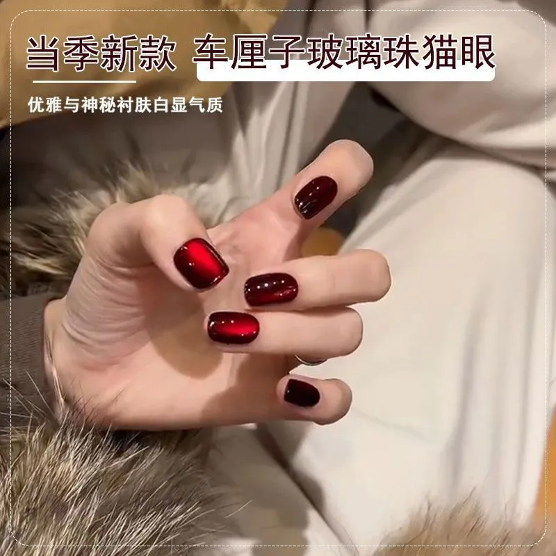 Фото 10 мл Cherry Red Crystal Cat Eye Гель-лак для ногтей 9D Хамелеон Магнитный гель Soak Off УФ-лак для ногтей Гель для маникюра Маникюрный салон №1