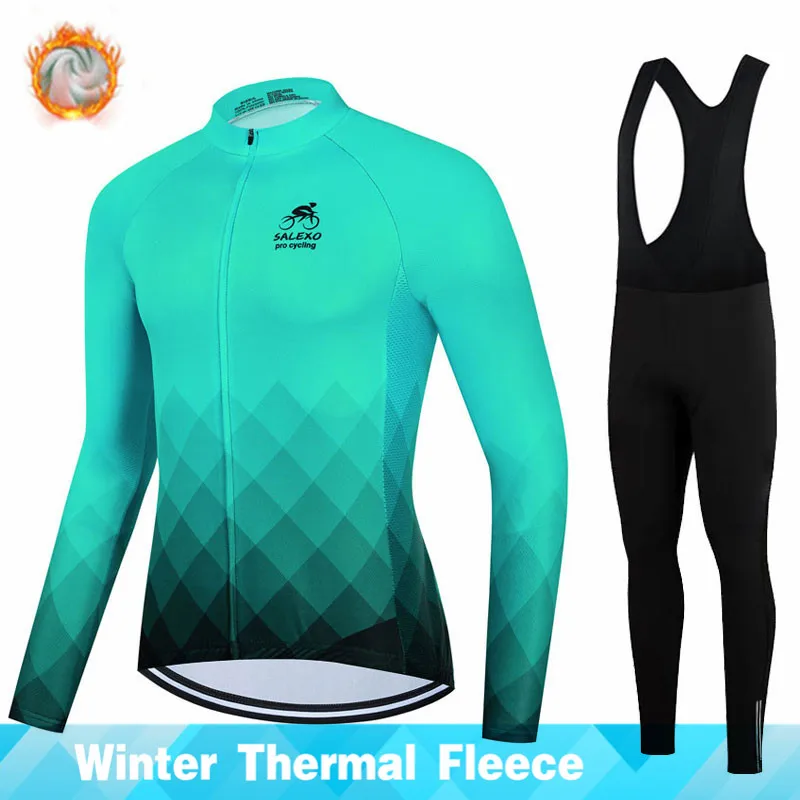 

Winter Fleece 2022 Man Long Sleeve Cycling Jerseys Set MTB Bicycle Wear Ropa Ciclismo Triathlon Cycling Clothes Bib Pants Set