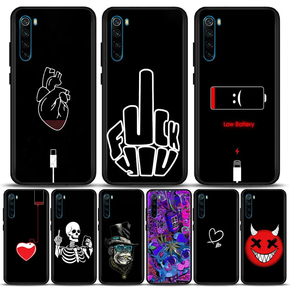 

Simple Line Art Human Skeleton Mobile Phone Shell for Redmi Note 10 11 11S 11E 7 8 8T 9 9S 9T Pro Plus 4G 5G Soft Case Cover