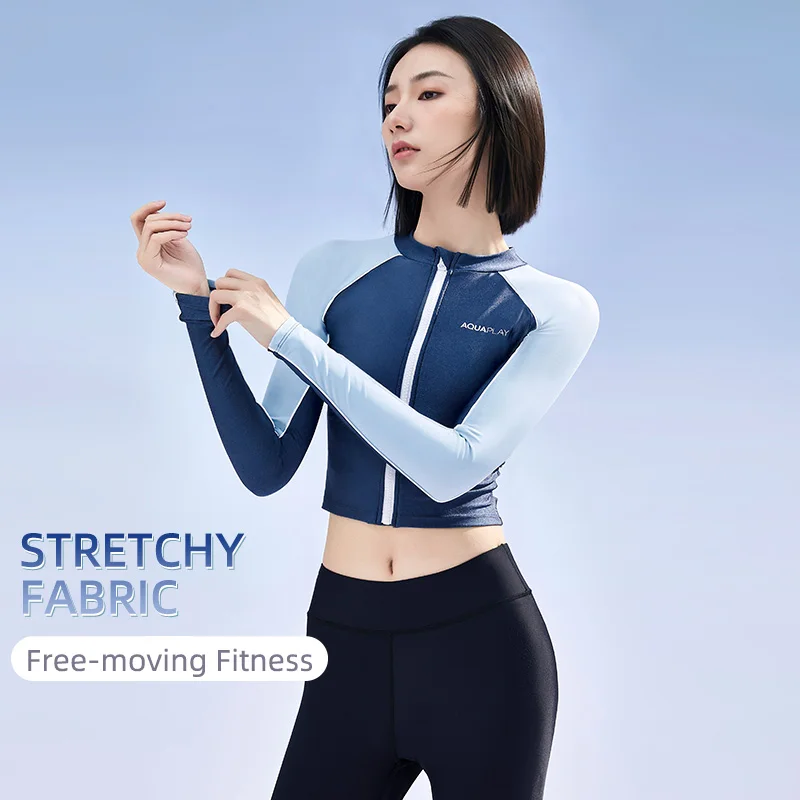 Купальник AquaPlay женский спортивный на молнии купальник с длинными рукавами для