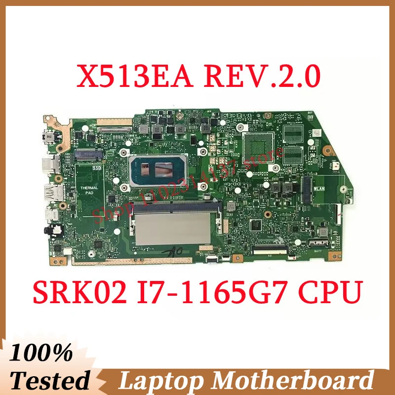 

Материнская плата для Asus X513EA REV.2.0 с процессором SRK02 I7-1165G 7, ОЗУ 4 Гб, материнская плата для ноутбука 100%, полностью протестирована, работает хорошо