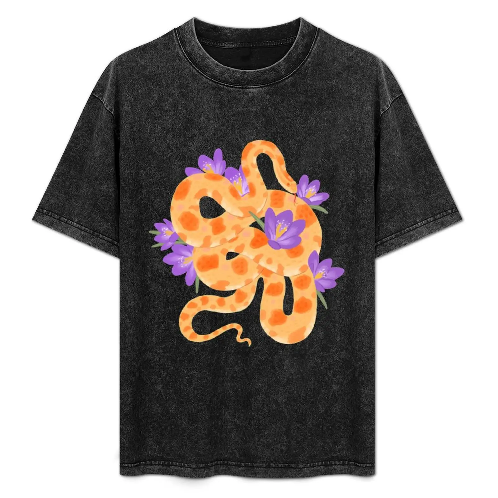 Фото Футболка Corn Snake and Crocus, базовая повседневная футболка стандартного кроя №1