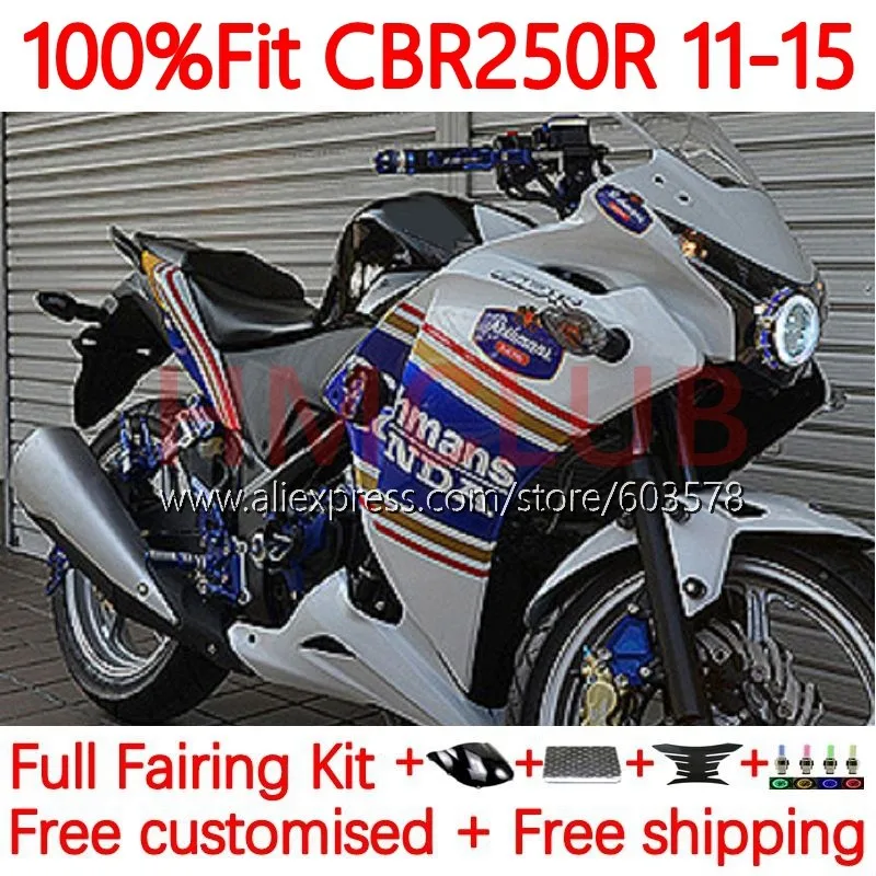 

Инъекция для HONDA CBR250 CBR 250 R CBR250R MC41 2011 2012 2013 2015 CBR 250R 11 12 13 14 15 глянцевый обтекатель Blue129No.24