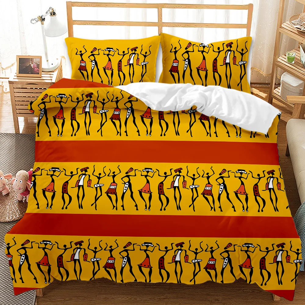 

African Black Woman Duvet Cover King Size,Afro Desert Tribal Girls Bedding Set Folk Female 2/3pcs Polyester Quilt Cover Bohemian