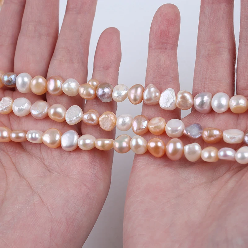 

Оптовая продажа 8-9 мм натуральный белый розовый фиолетовый разноцветный пресноводный барокко свободный жемчуг с боковым отверстием в нитк...