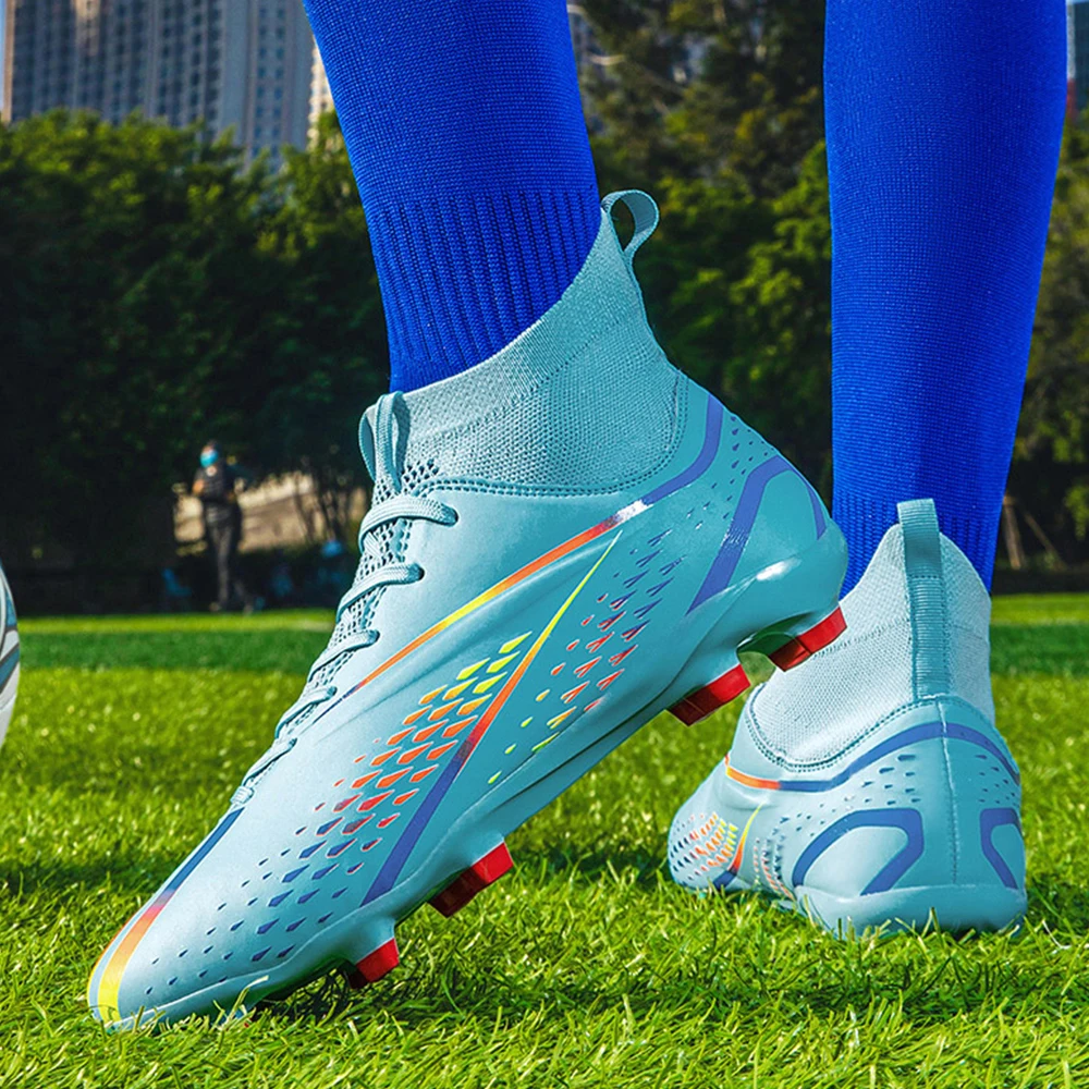 Men's High-Top High-Quality New Soccer Shoes TF/FG Anti-Skid Training Football Boots For Children's Outdoor Sneakers 33-45