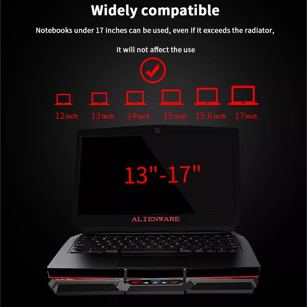 

Gaming Laptop Cooler Base Notebook Fan Stand Cooling Radiator Silent Cooling 6 Fan 2 USB Port Laptop Accessories