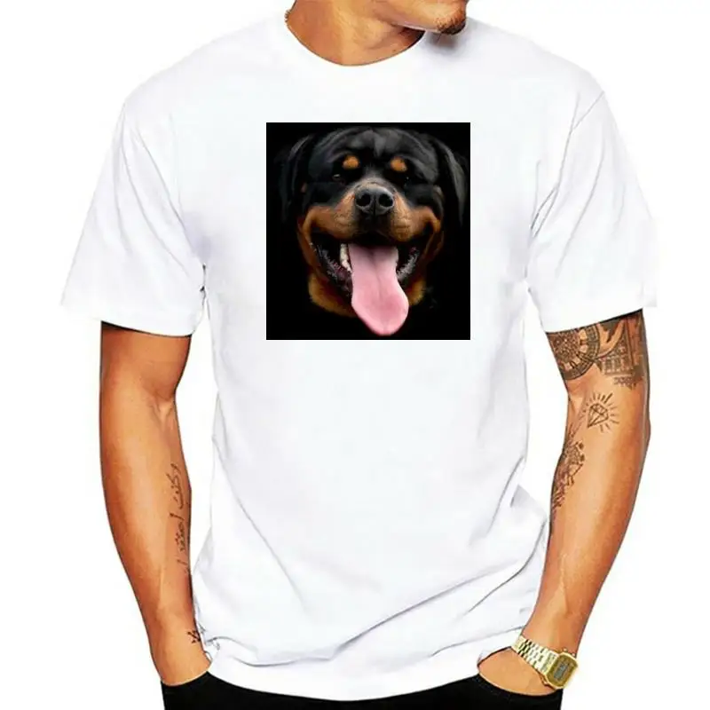 

Rottweiler-camiseta negra para hombre, Camisa cómoda con cara de perro, cachorro Rottie, mascota feliz, nueva