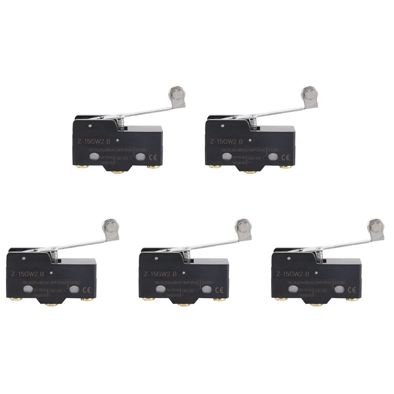 

5X Panel Mount Long Hinge Roller Lever Ac Dc Basic Micro-Switch Z-15Gw2-B