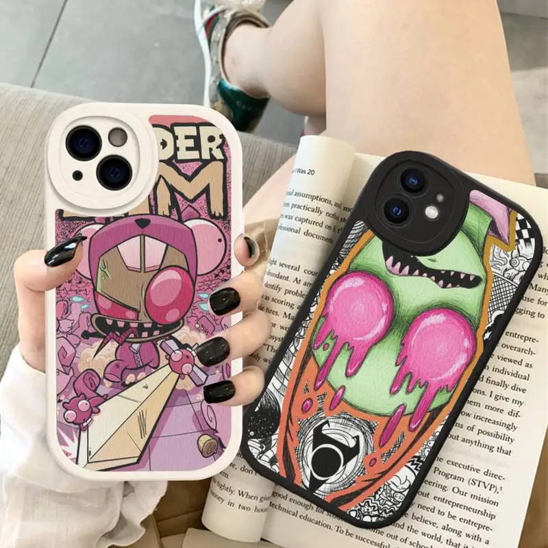 I-InvaderS Z-zimS Phone Case Hard Leather For iPhone 14 13 12 Mini 11 14 Pro Max Xs X Xr 7 8 Plus