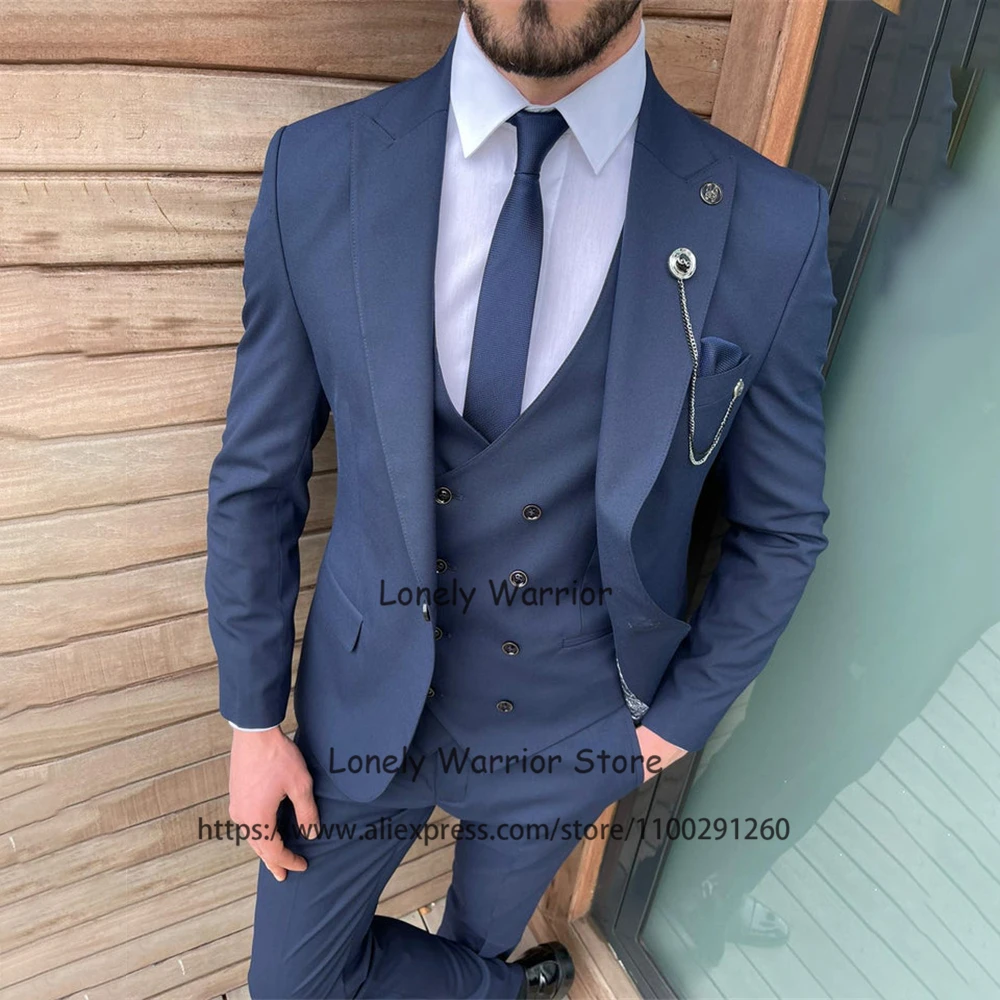 Мужские костюмы темно-синего цвета официальный деловой Блейзер приталенные