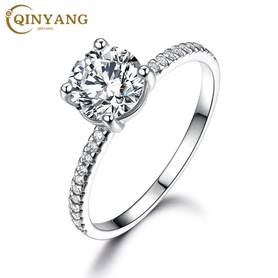 

925 Silver Sterling High Carbon Diamond Rings for Women Bridal Solitaire Engagement Wedding Party Brand Fine Jewelry