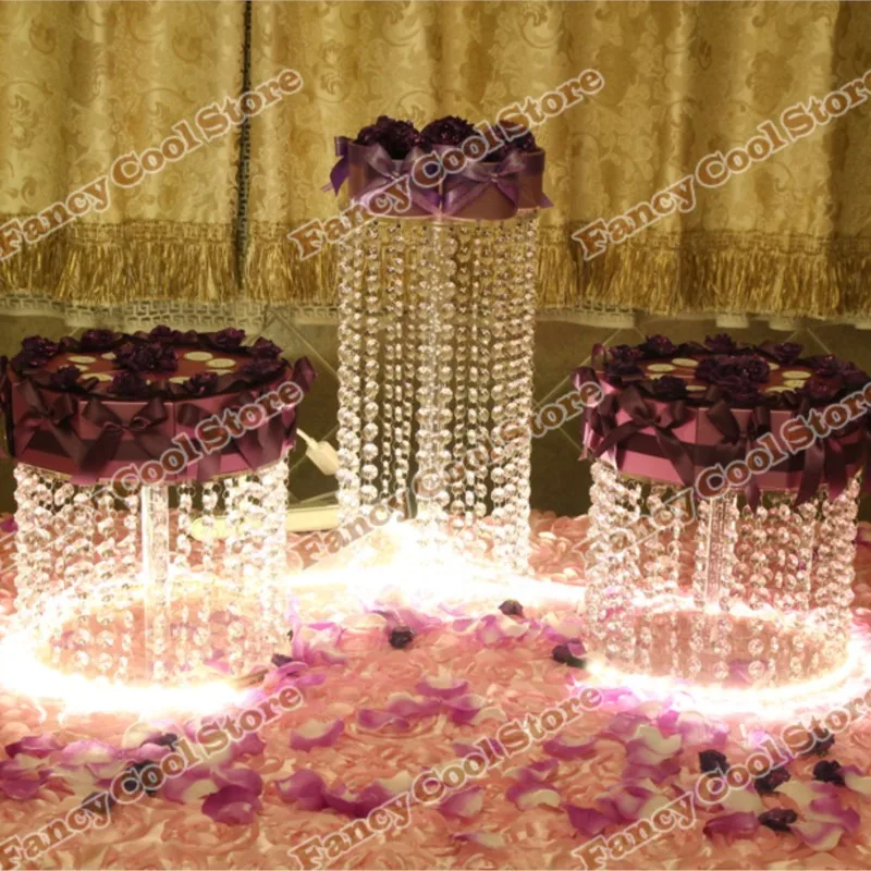 

3pcs/lot Luxury crystal acrylic wedding cake stand cake tray / pastry tray / egg tarts dish party home decoration 03D3