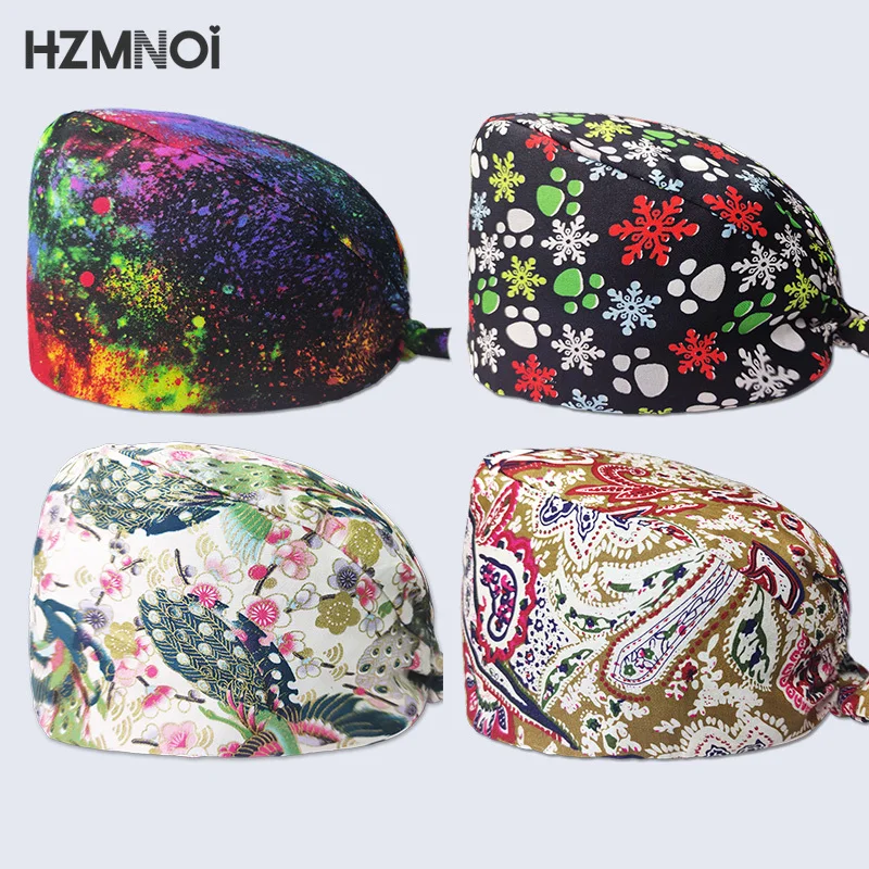 

Шапочка медсестринская из тонкого хлопка с мультяшным принтом, хирургическая шапочка для домашних животных, больницы, хирурга, стоматолога...