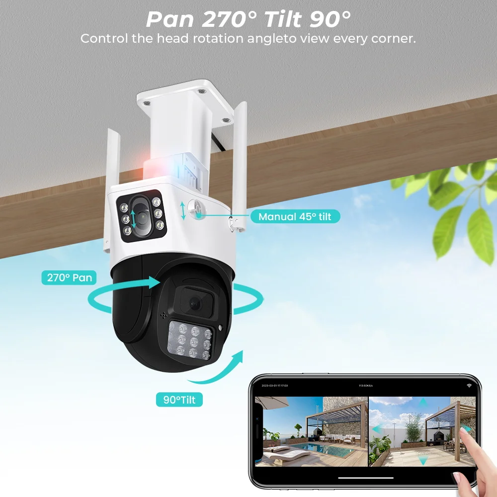 4K 8MP 4MP Dual Lens PTZ WiFi IP Camera with Dual Screen AI Auto Tracking Outdoor Security CCTV Surveillance Camera ICSEE APP images - 6