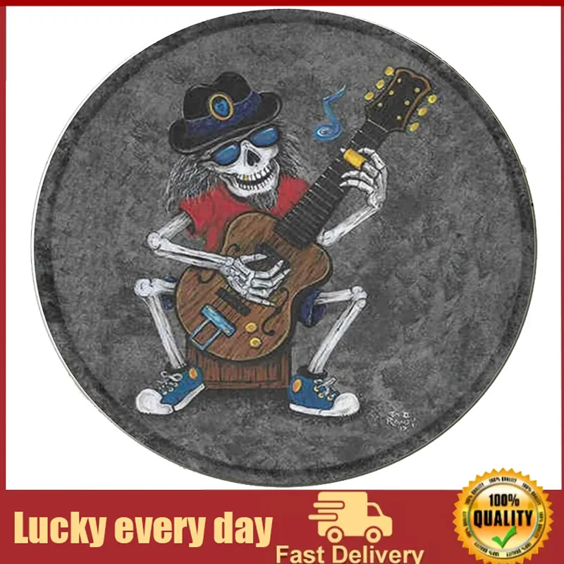 

Dreacoss Round Metal Tin Sign Rustic Wall Decor Guitar Skull Round Metal Sign Plaque for Home Garden Kitchen Bar Cafe Restaurant