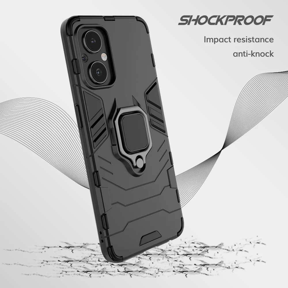 UFLAXE Original Shockproof Case for OnePlus Nord N10 5G / N100 / N20 / N200 Back Cover Hard Casing with Ring Stand enlarge