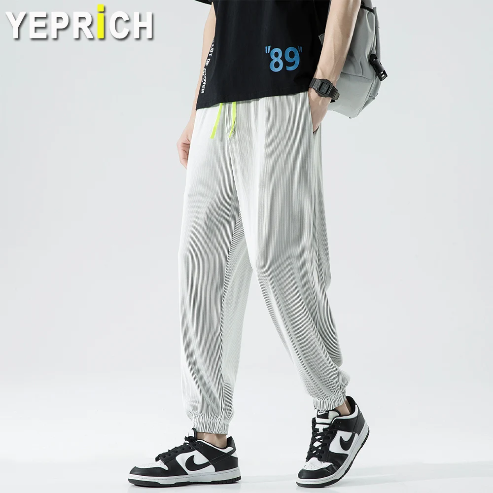 

Men Harem Trousers Korean Fashion Hip Hop Streetwear Smooth Pants Casual Loose Soft Sweatpants Jogging Cool Thin Quick Drying