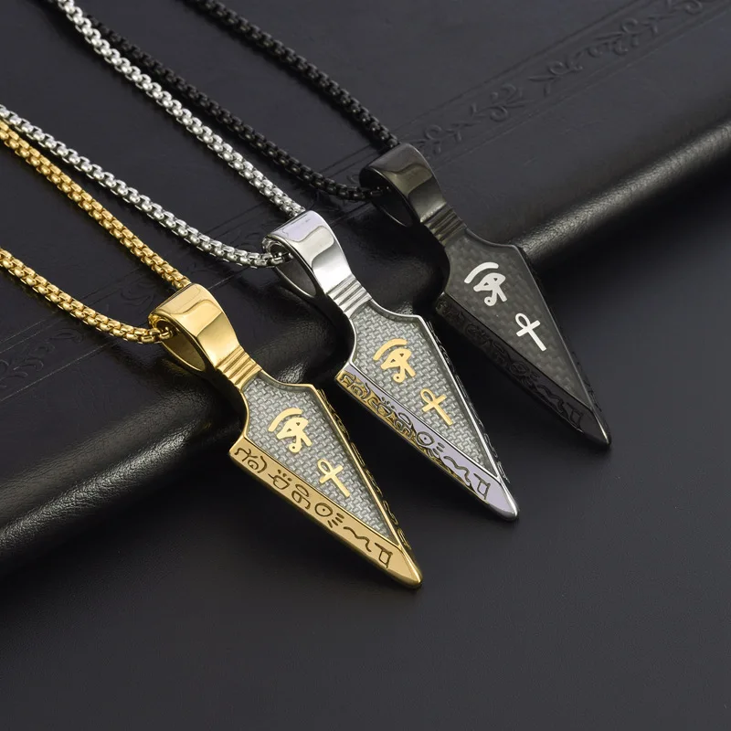 Фото Подвески Horus Eye Anka Cross Spearhead из нержавеющей стали для мужчин и женщин, элитные персонализированные модные ожерелья, ювелирные изделия №2