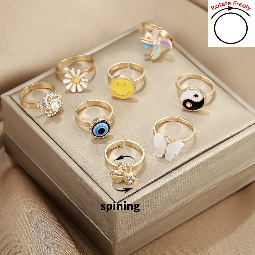 Новинка 2022 детское кольцо с изображением цветов бабочки мельницы маргаритки