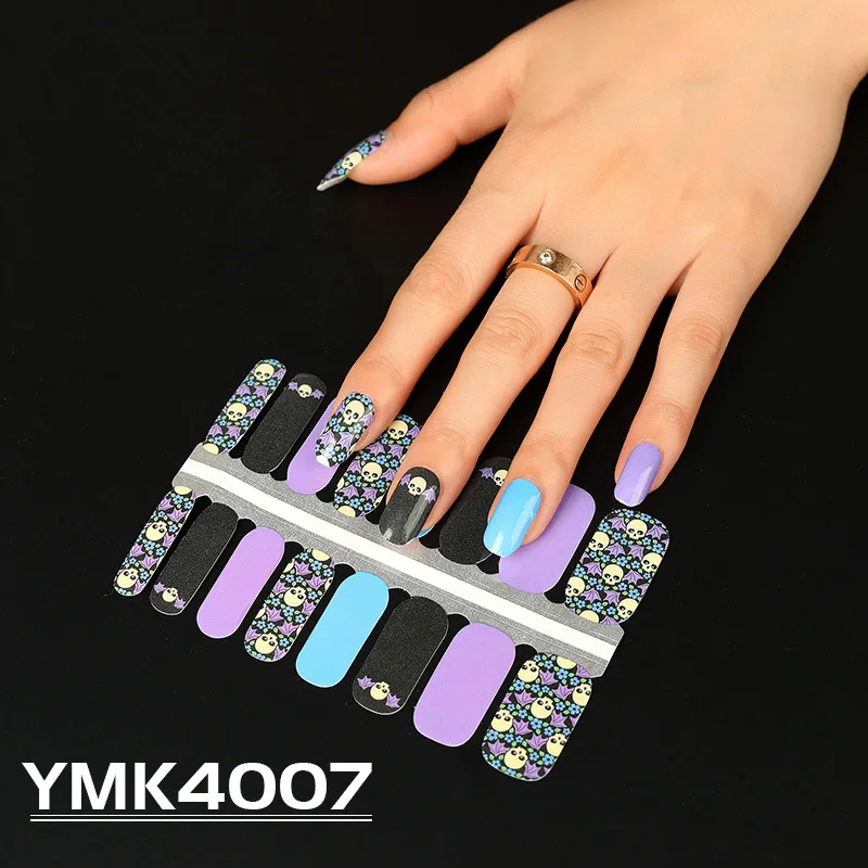 1 лист наклеек для ногтевого дизайна на Хэллоуин слайдеры в виде черепа тыквы