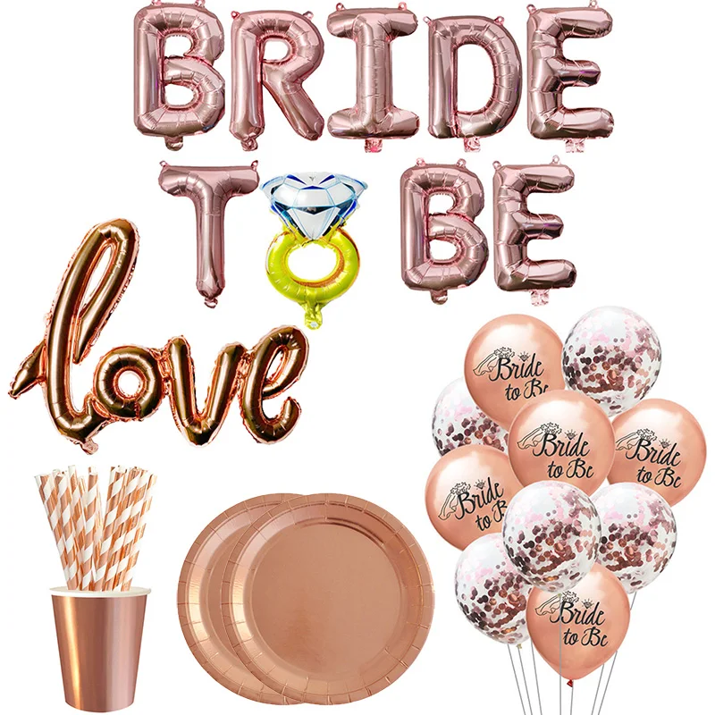 

Bride To Be Confetti Balloon Wedding Rose Gold Decorations Team Bride Bridesmaid Girl Hen Decoration Bachelorette Party Supplies