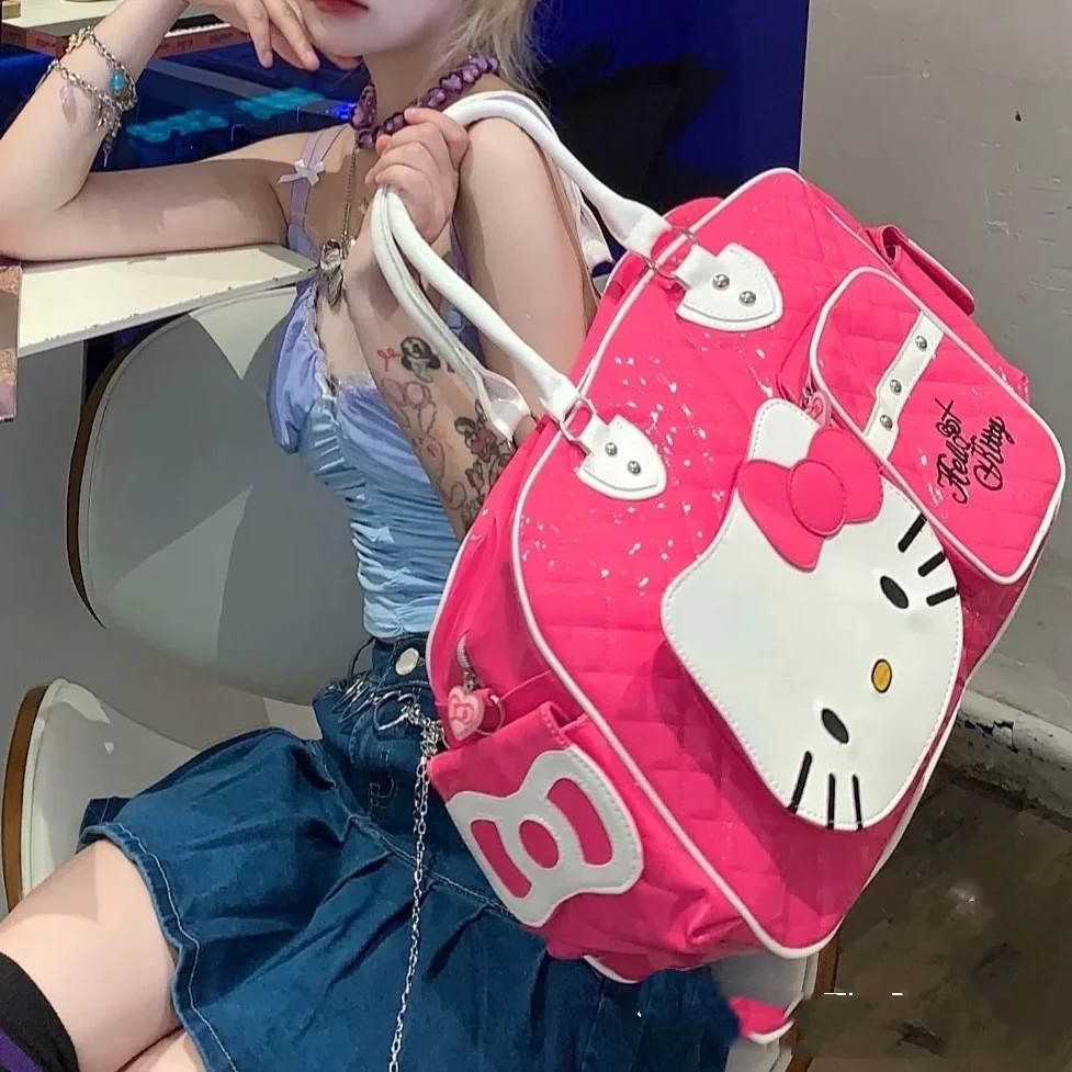 Original Hellokitty Japanese Sweetheart Spice Girl Oversized Travel Schoolbag Bags for Women Hot Selling Free Shipping