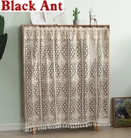 bohemia tassel curtain crochet lace short curtain for kitchen window cotton cafe small cortinas cabinet cover dust proof rustic