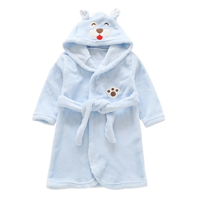 

Kids Little Boys Birthday Gifts 1-7 Years Girls Cartoon Hooded Bathrobe Toddler Flannel Robe Pajamas Sleepwear