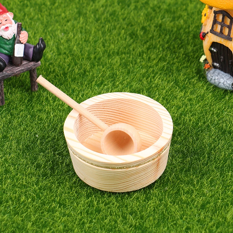 

1:12 кукольная мебель, Сосновая чаша с ложкой, набор посуды для кукол, кухонная игрушка, ролевая игра, игрушка, аксессуары для декора