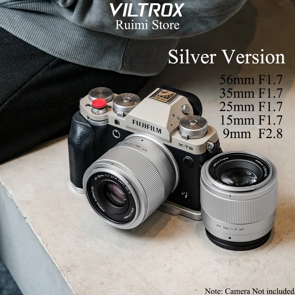 Фото Объектив Viltrox Air Series APS-C с автофокусом, серебристый, для Fuji X Mount: 56mm f1.7/35mm f1.7/25mm f1.7/15mm f1.7/9mm f2.8 №1